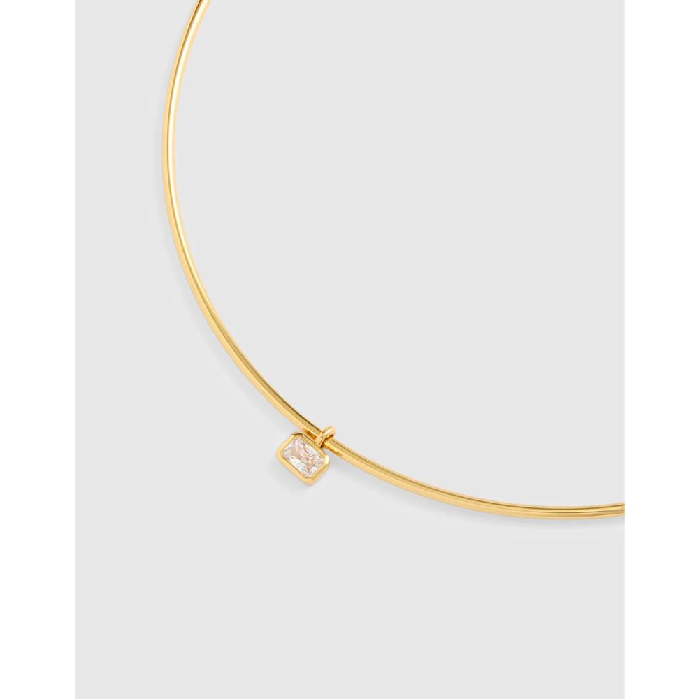 Madewell Horse Shoe Charm Wire Choker Necklace Antique Gold One Size NWT - Picture 6 of 12